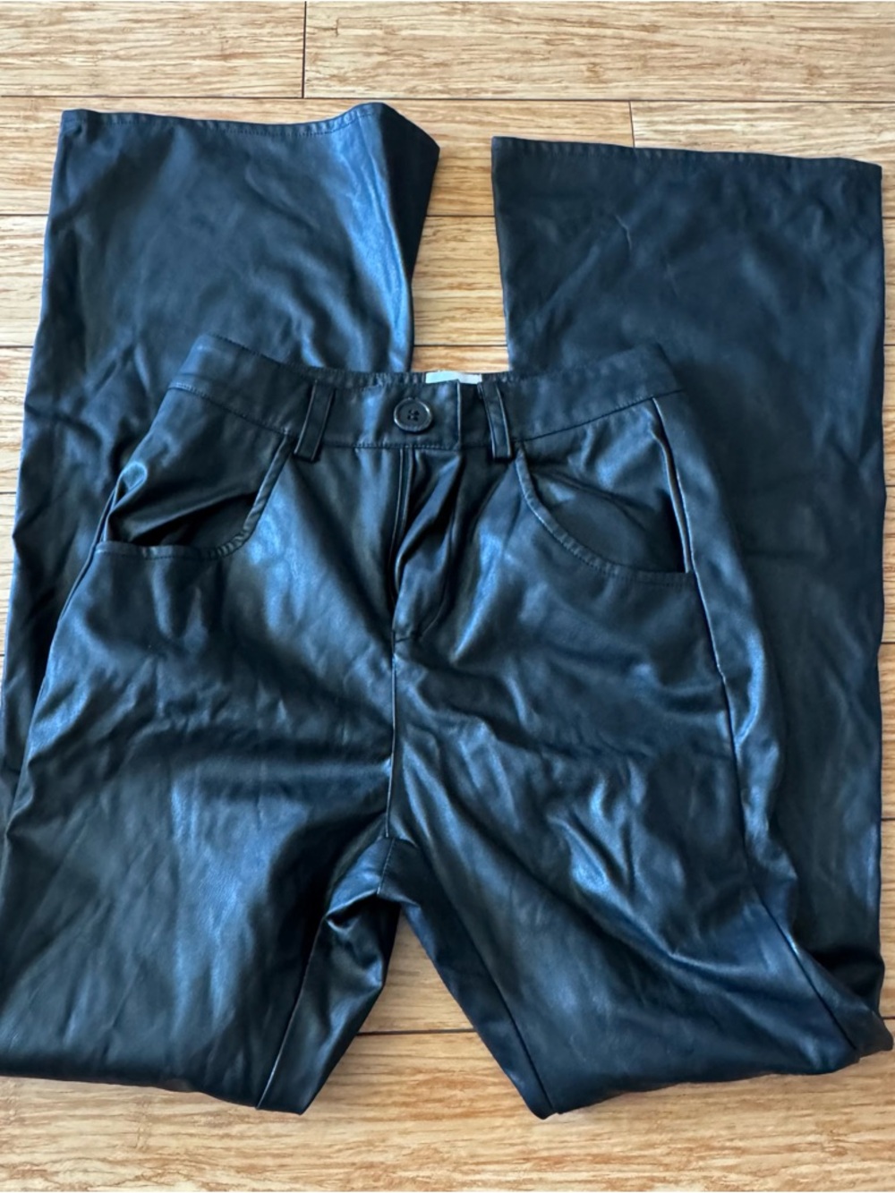 Princess Polly Black Faux Leather Straight-Leg Pants